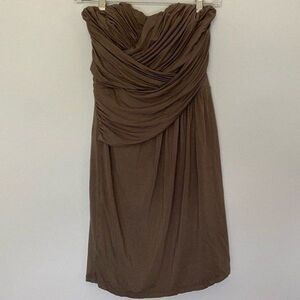 Express Small Strapless Dress Mini Sundress Brown Deep Olive Vacation Summer